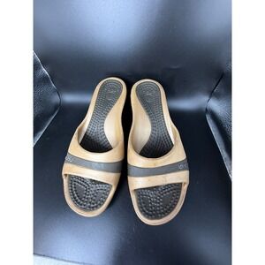 Crocs Womens‎ Wedge Sandals Tan Brown Slide Comfort Open Toe Shoes